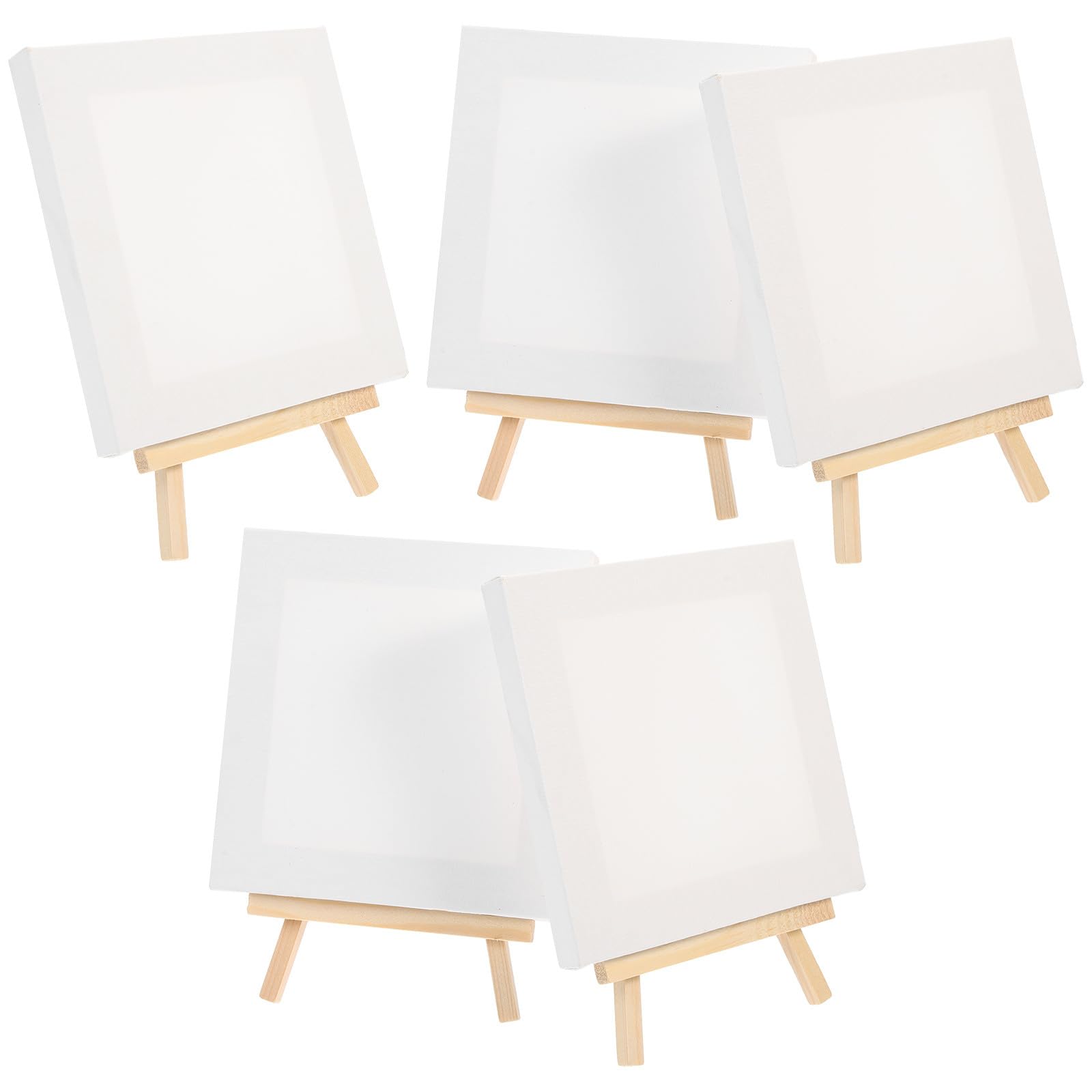 Caballetes de madera pequeños portátiles con mini lienzos para pintar y exhibición creativa