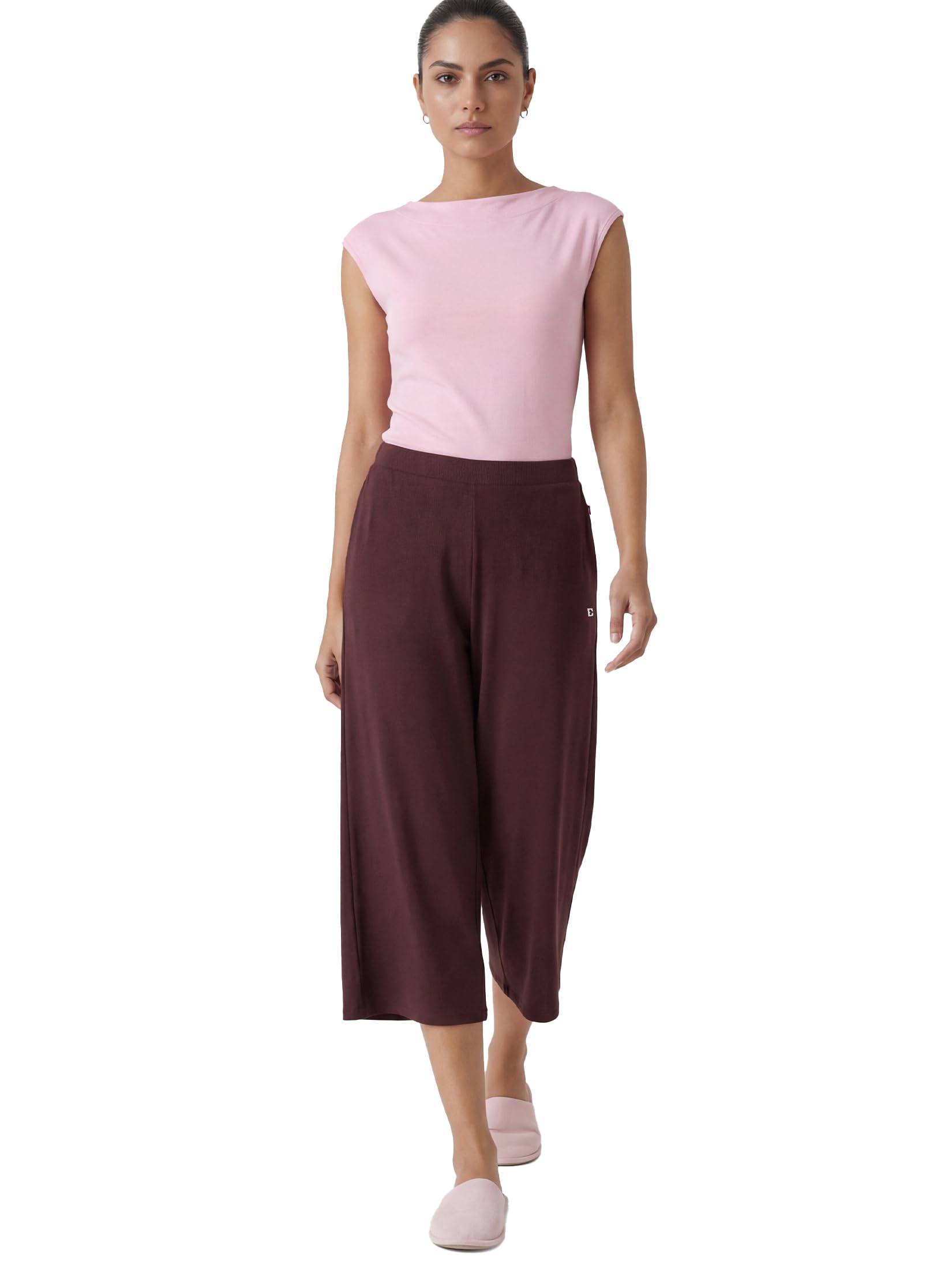 Enamor Mid Rise Crop Length Slip on Shop in Culotte for Women - Relaxed Fit, Super Soft - E064-image-26