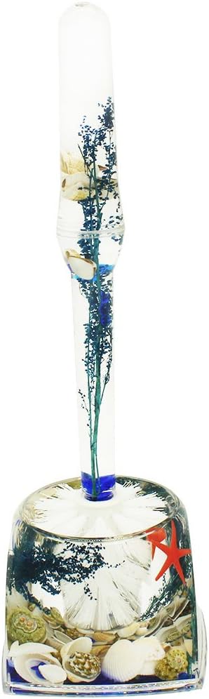 EUMAT Nature Series Toilet Brush Acrylic Bathroom Accessory Blue Grass and Sea shell Toilet Brush TB-001