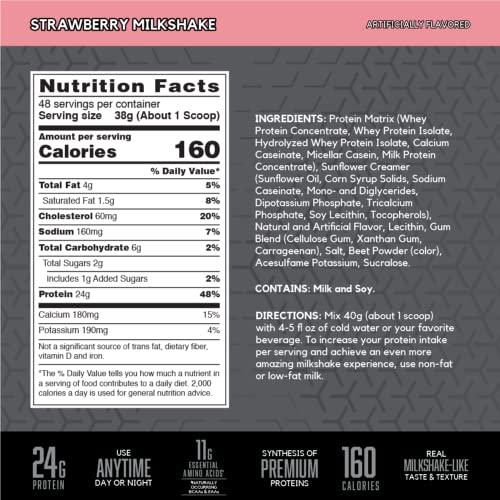 Image of BSN SYNTHA-6 EDGE Protein Powder, Strawberry Flavored Powder with Hydrolyzed Whey, Micellar Casein, for Muscle Gain, Low Sugar, 24g Protein, Strawberry Milkshake, 48 Servings, 4.01 Pound (Pack of 1)