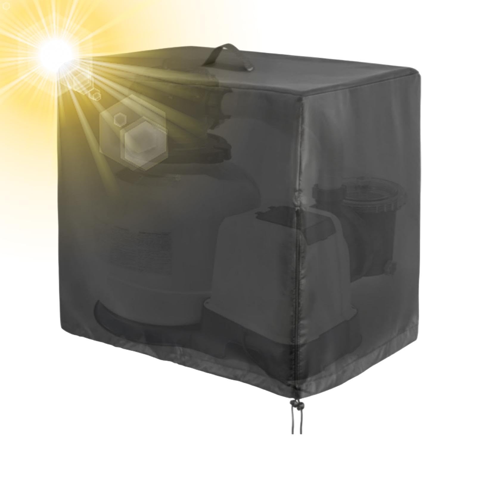 Cubierta para Bomba De Piscina - Cubierta Impermeable Antiarena,con Cordón y Cremallera para Equipo de Piscina - Protección contra Viento Lluvia Residuos Sol y Evaporación de Agua en