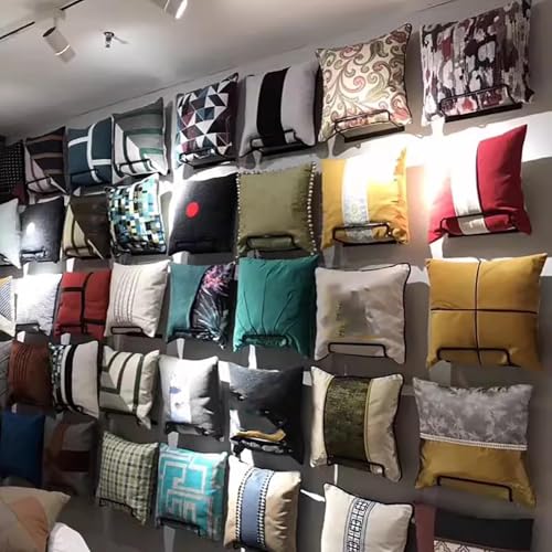 Expositor de pared de hierro resistente y vitrina textil elegante con almacenamiento de 2 piezas 8
