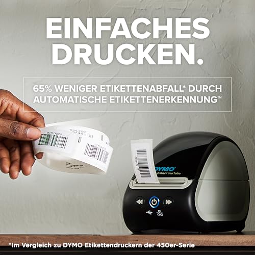 DYMO Etikettendrucker LabelWriter 550 Turbo | Beschriftungsgerät mit Hochgeschwindigkeits-Thermodirektdruck | automatische Etikettenerkennung | druckt mit USB-/LAN-Anschluss | EU-Stecker