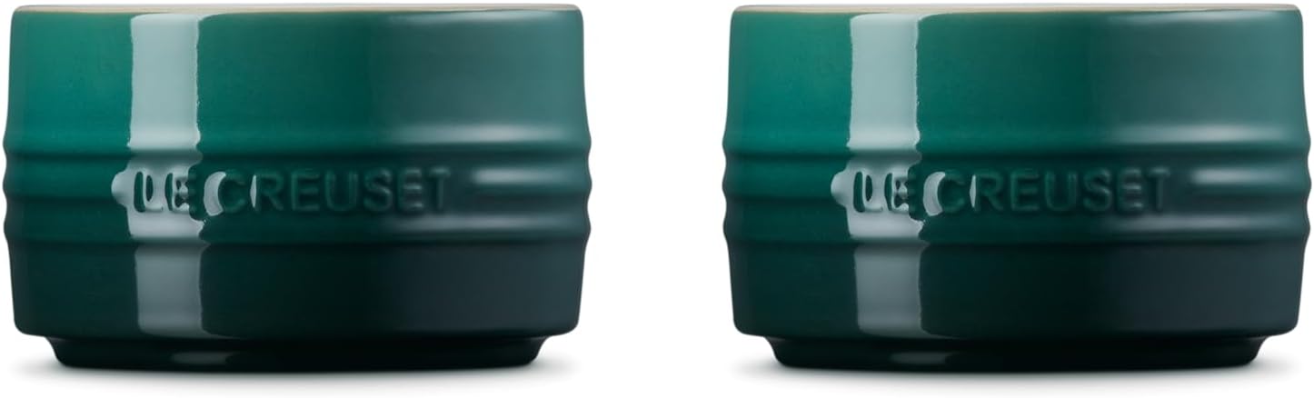 Le Creuset Stoneware Round Ramekin Straight Wall Set of 2, 7 oz. Each, Artichaut