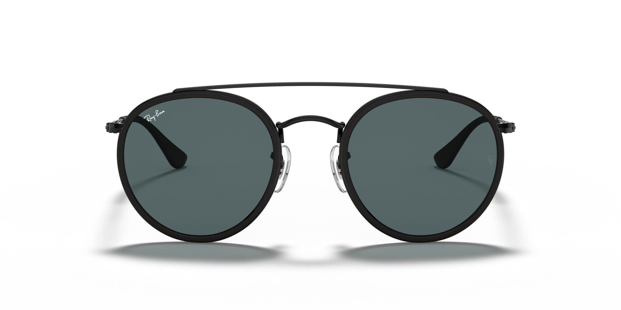 Ray-Ban Sunglasses  Round Double Bridge - Black Frame Blue Lenses 51-22, RB3647N