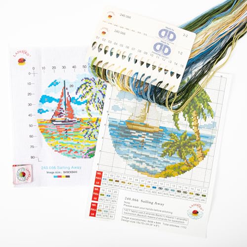 Image of DIAMOND DOTZ Sailing Away Stamped Cross Stitch for Adults, Counted Pattern