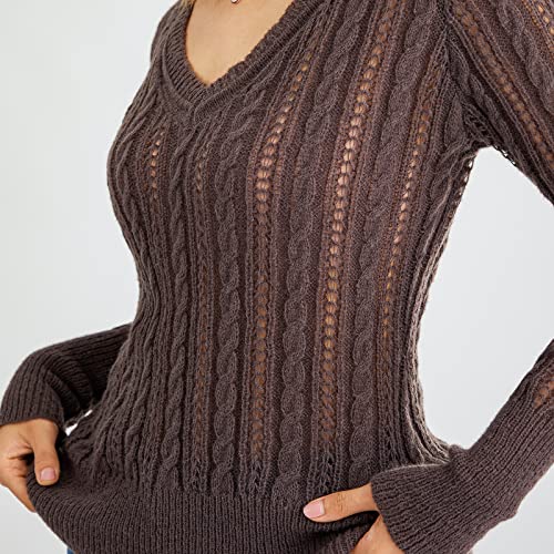 Women Y2K Fairy Grunge Sweater Pullovers Long Sleeve V Neck Kawaii Knitted Top E Girl 2000S Aesthetic Casual Knitwear #TOP6