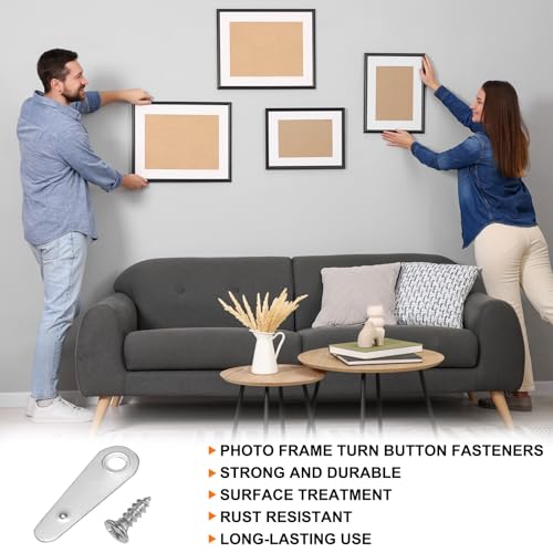 Image of HARFINGTON 100Pcs Picture Frame Backing Hardware Clips with 100Pcs Screws Photo Frame Turn Button Fasteners Picture Frame Backing Clips for Craft Hanging Picture Drawing, Silver