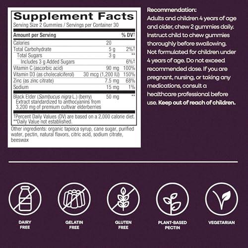 Nature's Way Sambucus Elderberry Gummies for Immune Support* Ages 4+, 60 ct - image 7