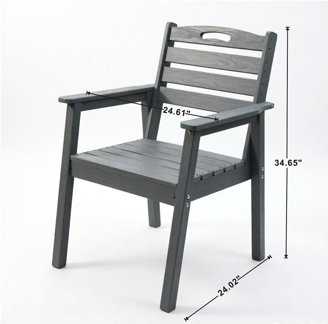HDPE Outdoor Patio Dining Set – One Table & Six Chairs with Sunshade Holes, Ideal for Lawns, Gardens, Backyards & Pool Sides(Gray)