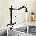 Produktbild SURFMALL Retro Küchenarmatur Wasserhahn Bad mit 2 Griffe aus Messing Spültischarmatur 360° Schwenkbar Schwarz