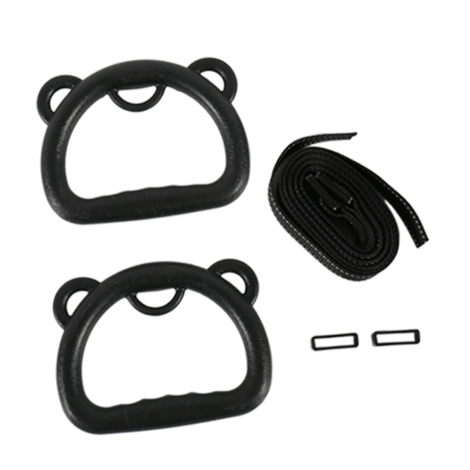 QSTDGVPW 2X Gymnastics Rings Gym Hanging Rings with Webbing Fitness Pull up Exercise for Home, Black