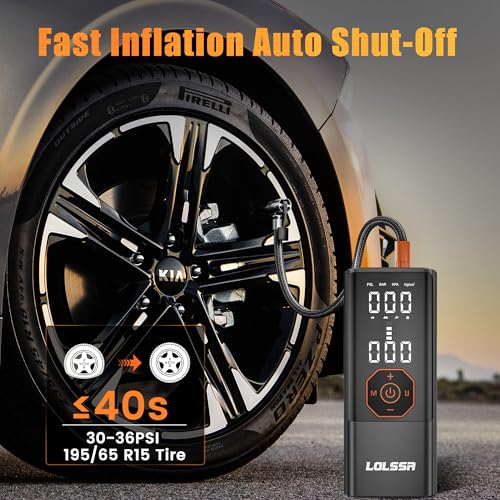 Tire Inflator Portable Air Compressor 180PSI Air Pump for Car Tires-Cordless Tire Pump with Pressure Gauge, Cigarette Lighter Plug for Motorcycle, Bike, Ball, Dual-Use Type