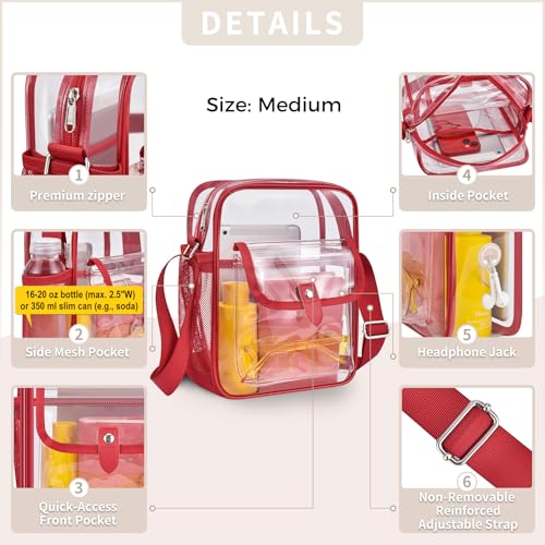 Image of SPODEARS Clear Crossbody Bag for Stadium, Concert, Festival & More - Adjustable Shoulder Strap & Bottle Holder