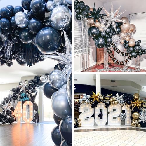 Image of PartyWoo Metallic Silver Star Spike Balloons 10pcs Explosion Foil Balloons