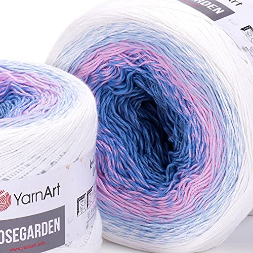 Image of Yarn Art Flowers Rosegarden 100% Cotton 250gr 8.80 oz 1094yds Multicolor Cotton Yarn Rainbow Crochet Yarn Spring Summer (301)