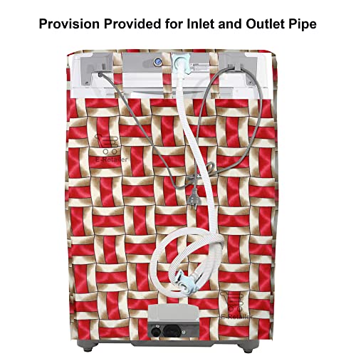 Image of Washing Machine Cover for Top Load 5kg to 7.5kg | Light Weight Dustproof Polyester Cover with Zip Enclosure | Pattern Fully Automatic Washer Protector Indoor Outdoor Use- Size 23x23x35 inch