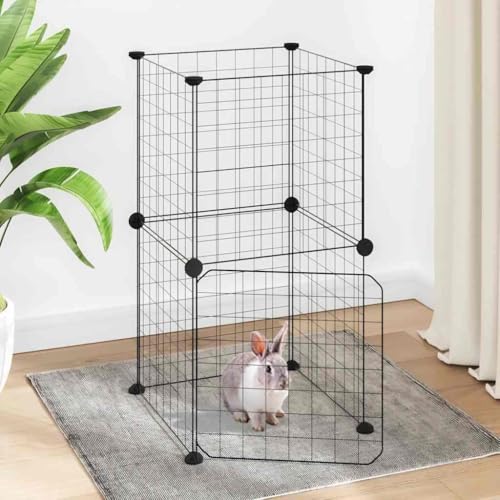 Cage pour animaux modulable 8 pièces 35x35cm noire en acier - 2
