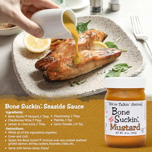 Bone Suckin' Sweet Spicy Mustard, National Champion, Made in the USA, Non-GMO, Gluten-Free, Kosher and has No High Fructose Corn Syrup - 2 Pack (12 oz, Spicy)