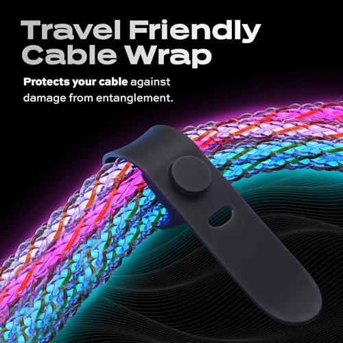 Statik Light Up Charger Cable - GloBright Braided LED Charging Cable, Glowing Super Fast Charging 100W Light Up Cable, Data Transfer, Lighted Phone Charger Cord - 6FT/2M, Type USB C to USB C