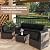 RTDTD 6 PCS Outdoor Patio Furniture Set,Outdoor Sectional Furniture All Weather PE Rattan Wicker Patio Conversation Set with Coffee Table and 5 Thickened Cushions,Black