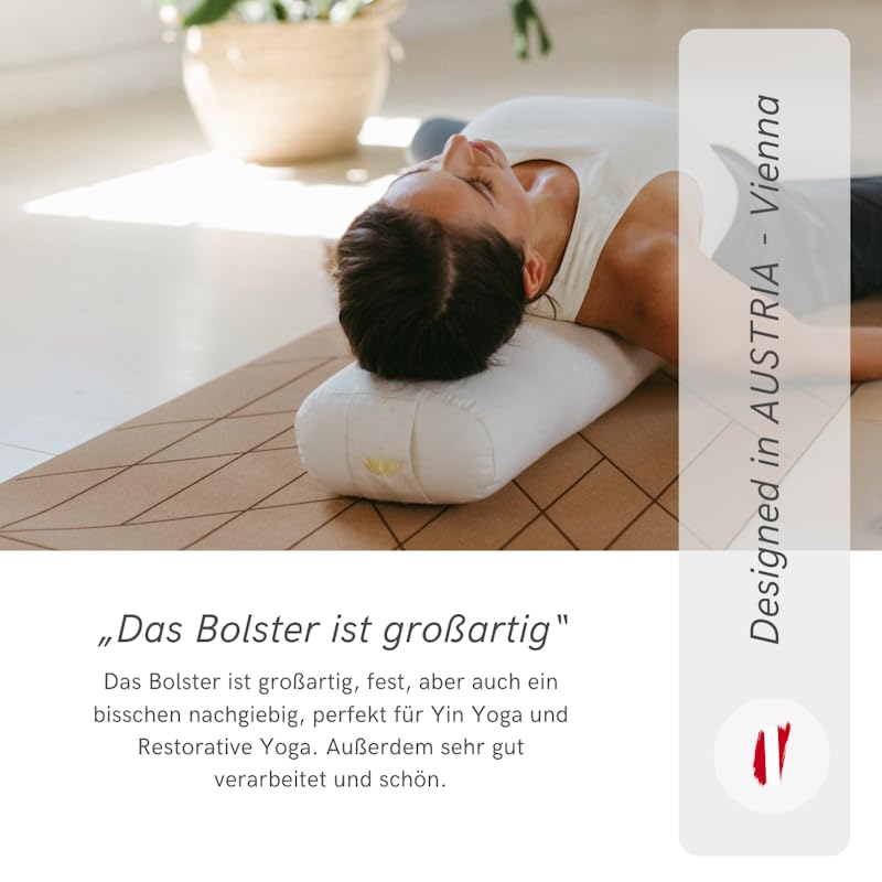 Rouleau Méditation Coton Bio Coussin De Yoga écologique Bodhi - Coton Bio 100% - Rembourrage épeautre - 65x20 Cm - Lavable Bolster De Yoga