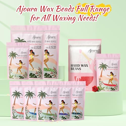 Image of Ajoura 2.5LB Aloe Hard Wax Beads, Premium Wax for Sensitive Skin Hair Removal, Perfect for Full Body, Bikini, Face, Eyebrow, Back, Chest, Legs, Armpit, Big Pack Refill for Home & Salon Waxing (Green)