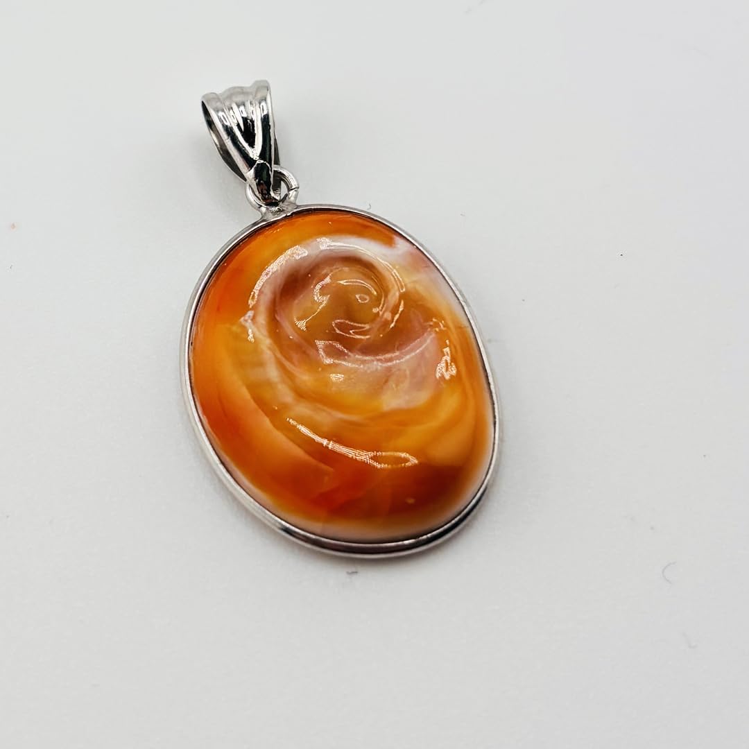 Ciondolo occhio di Santa Lucia montatura argento 925 pendente amuleto portafortuna gioiello artigianale unisex uomo donna