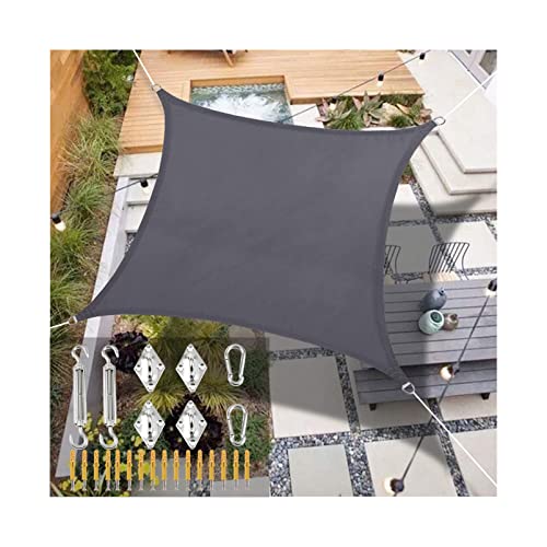 Voile d'ombrage rectangulaire grise avec cordes et kit de fixation M6 en acier inoxydable