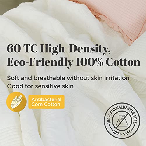 100% Cotton Patterned Bed Coverlet, Blanket – Twin Size Bed 63 X 83” - Pigment Washed Soft & Breathable Quilted Blankets For Bed And Couch – Lightweight Bed Coverlet For All Seasons (White) #TOP2