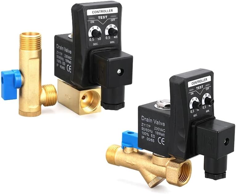 AC 220V 1/2" inch Electric Timer Auto Water Valve Electronic Drain Solenoid Valve for Air Compressor Condensate(Controller)