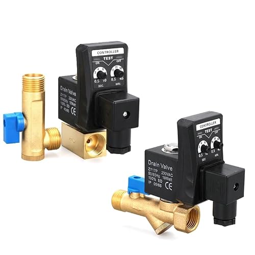 Ieumjnat 220V Ac 1/2" Inch Electric Timer Auto Water Valve Electronic Drain Solenoid For Air Compressor Condensate(Split-Body Type)