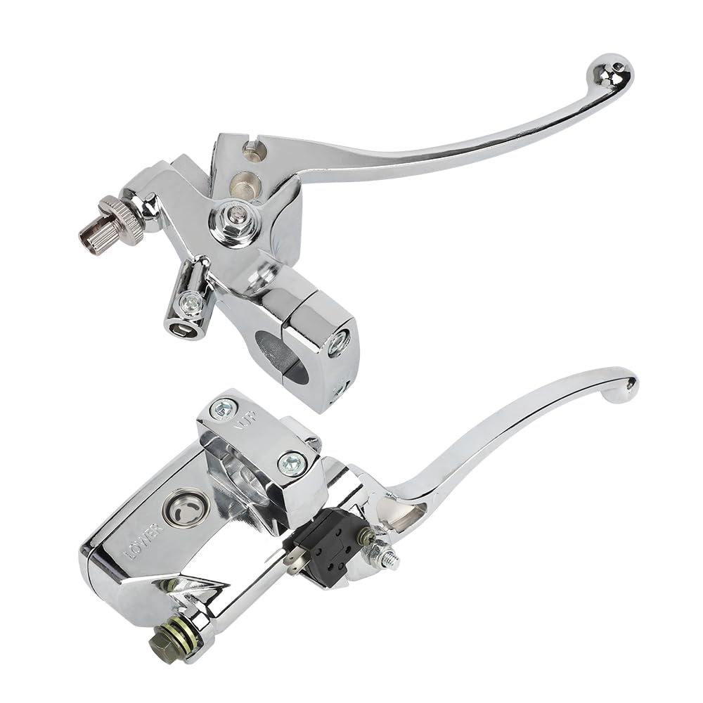 Levier d'embrayage Maître cylindre Pompe frein gauche et droite pour Honda VT600 VT750 VT1100 VT1300 VTX1300 VF750 (Chrome)