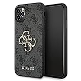 Goldener Guess Schriftzug GUESS GUHCN584GMGGR Hülle für iPhone 11 Pro grau 4G Big Metal Logo