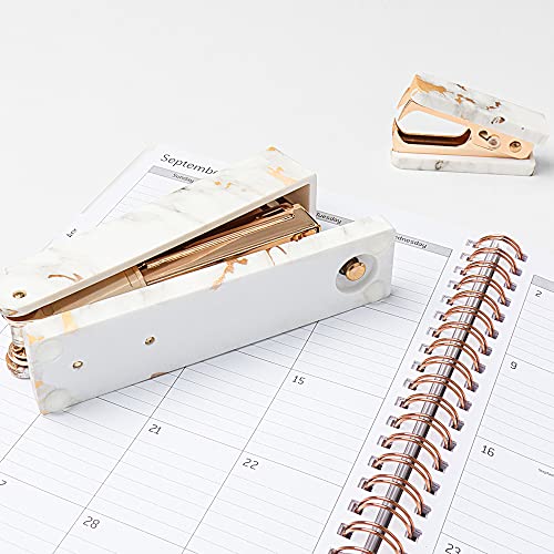 Office Stapler Staples Remover Set, Marble Gold Line Print Gold Tone Desk Executive Manual Staplers And Staple Remover Tool For Desktop Accessories Supplies #TOP3