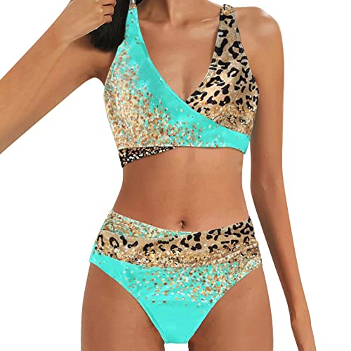 Conjunto de bikini para mujer, cintura alta, sexy, traje de baño de dos piezas, tankini de tallas grandes con aros, traje de baño de cuerpo entero, traje de baño para mujer, traje de baño con pierna,