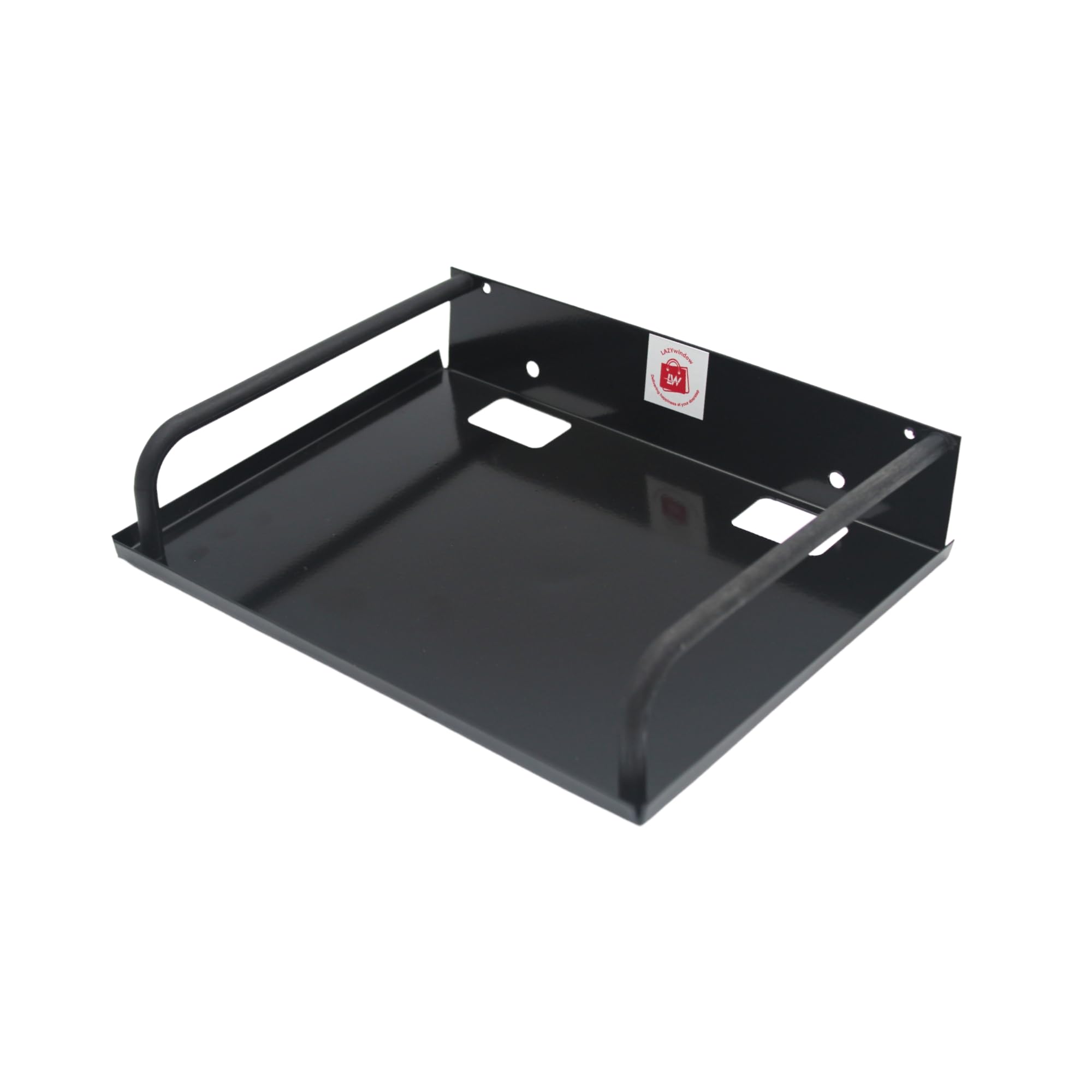 LAZYwindow Iron Set Top Box Stand Wall Mount Router Holder (Black) | 22 x 17.5cm
