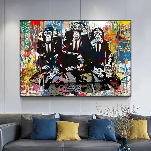 Tableau Singes Graffiti KEBIA Art Abstrait Street Art Affiche 70x100 cm Décoration Maison