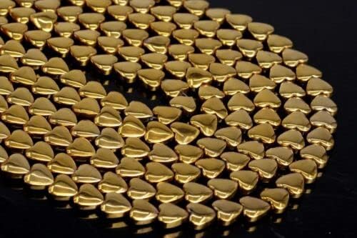 Miniatura 2 de Cuentas sueltas de piedras preciosas naturales AAA de grado de corazón de hematita dorada de 0.236 in