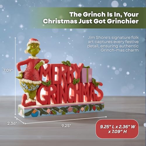 Figurine Grinch Jim Shore Enesco Merry Word 18 cm statuette de collection Noël multicolore - 5