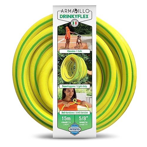 Idroeasy Armadillo Drinky Flex 15 Metri, Tubo da Giardino,Tubo Acqua Giardino Atossico Super Leggero, Canna Irrigazione Anti Nodo e Anti Torsione Made in Italy