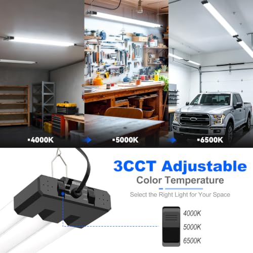 Image of JESLED LED Shop Lights 4FT 7500LM, 3CCT & 3 Wattage Adjustable, ETL | 3CCT 4000K, 5000K & 6500K, 30W /40W /50W Selectable, Linkable for Garages & Workshops, Ceiling or Hanging Mount, 2 Pack