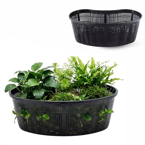HAPPET Wasserpflanzenkorb 40 cm - Nierenform schwarz Teichtopf für Teichwasser