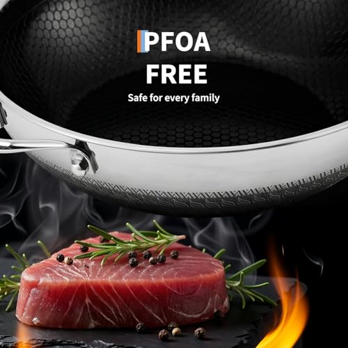 Wok de acero inoxidable híbrido 12 pulgadas con antiadherente miniatura 3
