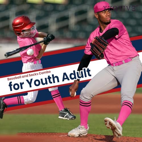Image of XZQTIVE Baseball Softball Socks and Belt Combo Set Adjustable Softball Socks and Elastic Belt for Kids Youth Adult