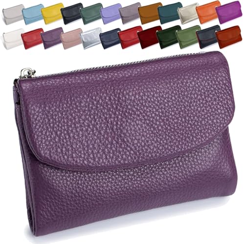 Precious Wallet for Women, Unisex Pebble Leather Wallet, Short Genuine Leather Coin Card Holder, Women's RFID Small Leather Bifold Wallet with Card Holder & Coin Purse (#3)