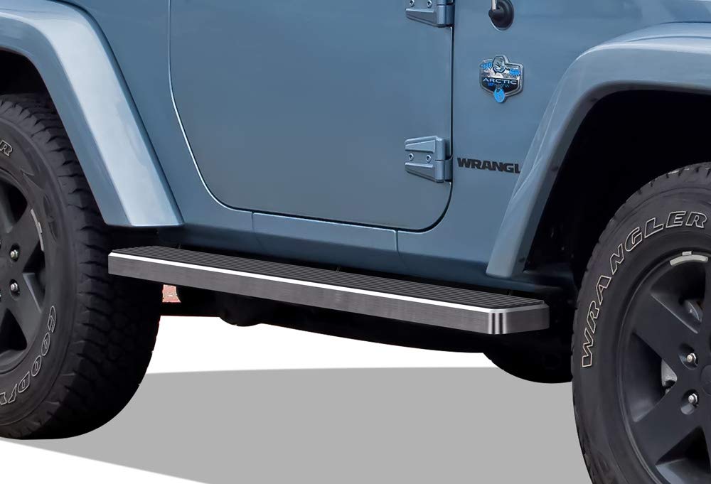 APS (Silver 6 Inches) Running Boards Nerf Bars Side Steps Compatible With Jeep Wrangler JK 2007-2018 4-Door (Factory Sidesteps Or Rock Rails Have To Be Removed