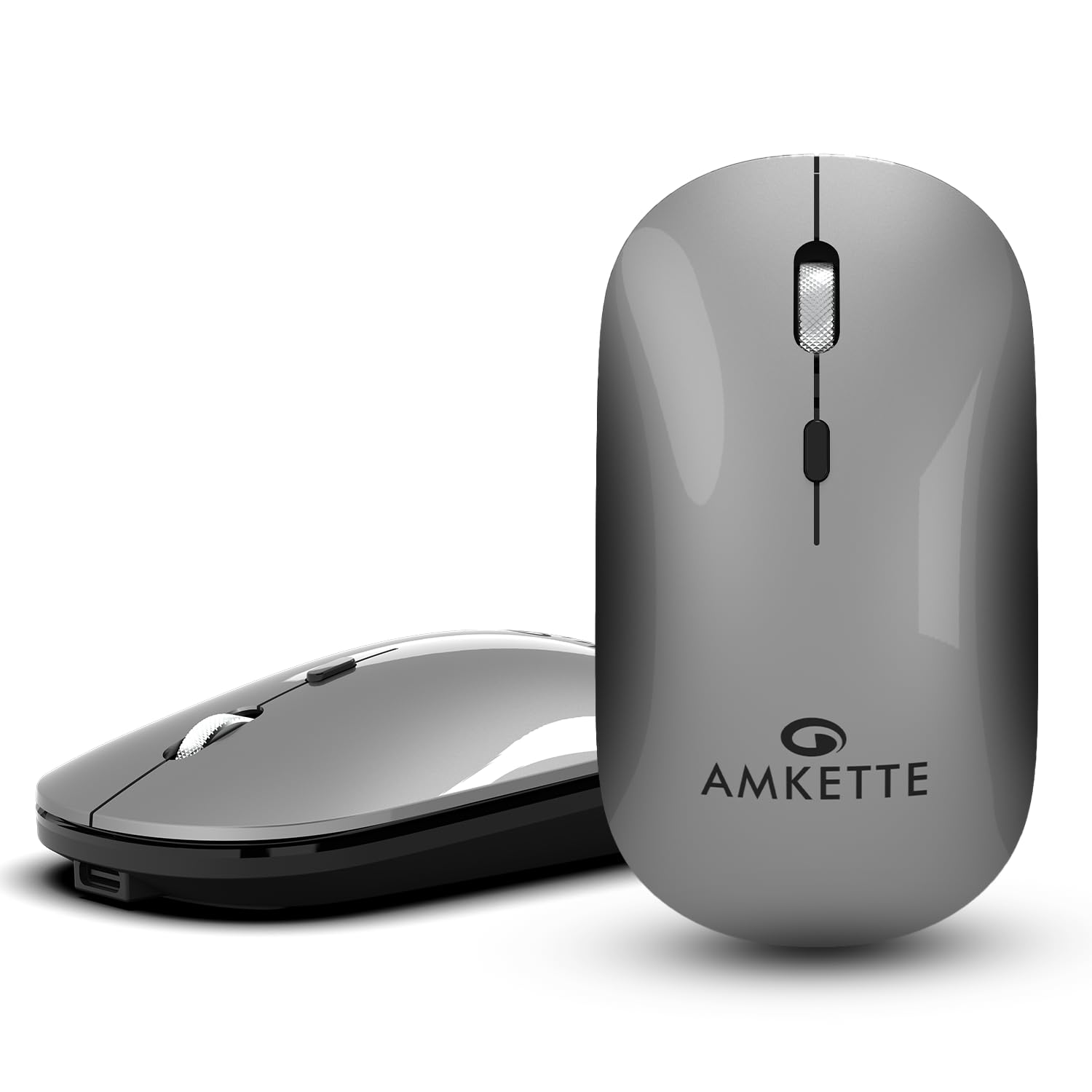 Amkette Hush Pro Epic LP Rechargeable Wireless Mouse/Bluetooth Mouse | Multi-Device Connectivity with 2.4 GHz & 2X BT, Silent Switches, Compact Lightweight Ergonomic Design, Upto 3200 DPI (Grey)-image-30