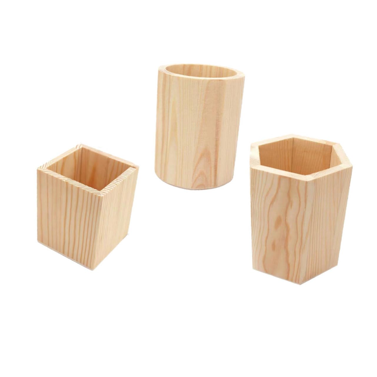 2 Set Contenitore Per Penne Fai Da Te Portapenne Carino Penna Titolare Supporto A Matita Contenitore Per Matite Portapenne in Legno Bambù 3 Pezzi * 2