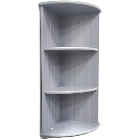 Saxony® Corner Shelf Wooden 3 Tier Wall Bathroom Corner Shelves Grey ...
